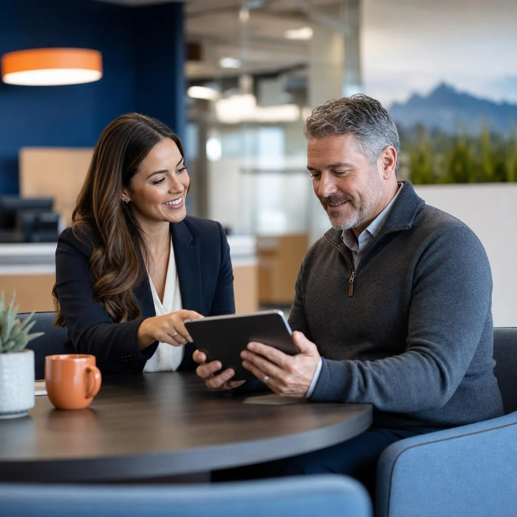 Credit union advisor helping a member
